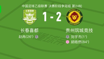 开云注册网址-贵州筑城竞技2-1长春喜都，刘宇杰破门